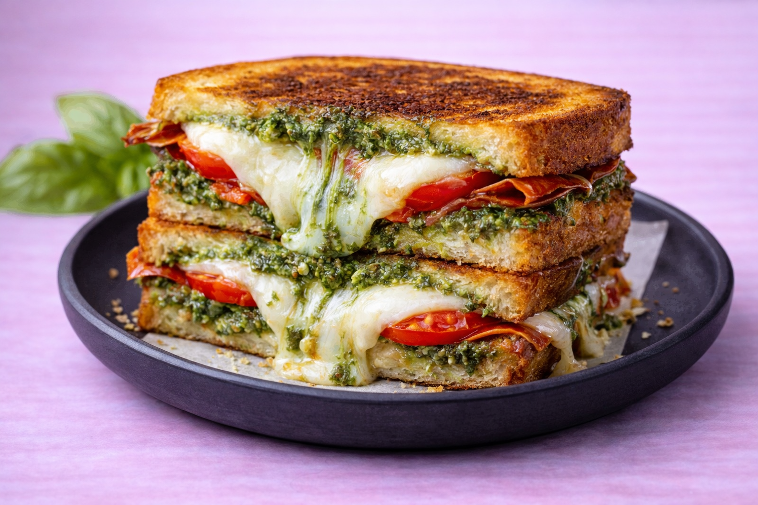 Pesto Tomato Cheese Sandwich (Italian Café Special)
